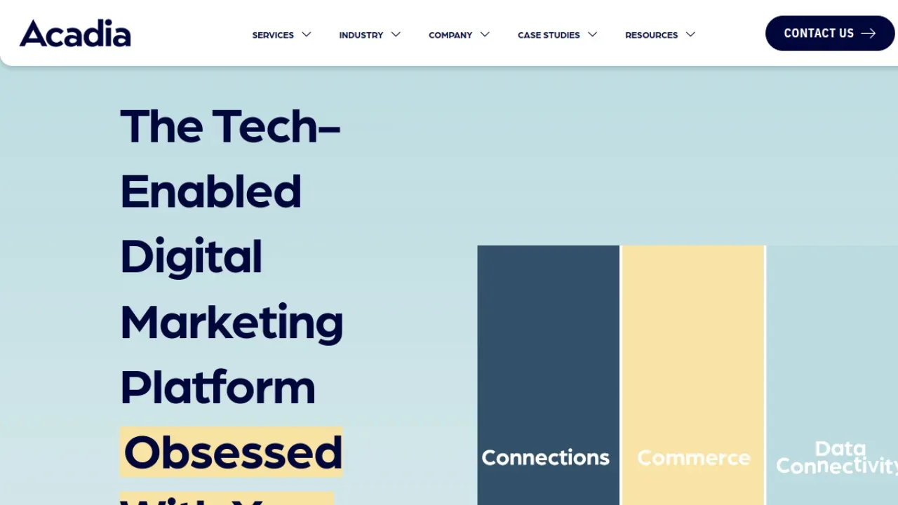 Acadia homepage screenshot, October 2026