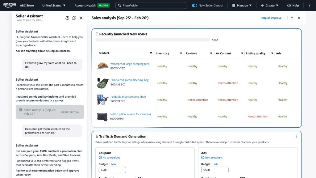 Amazon Seller Central new ASIN insights dashboard
