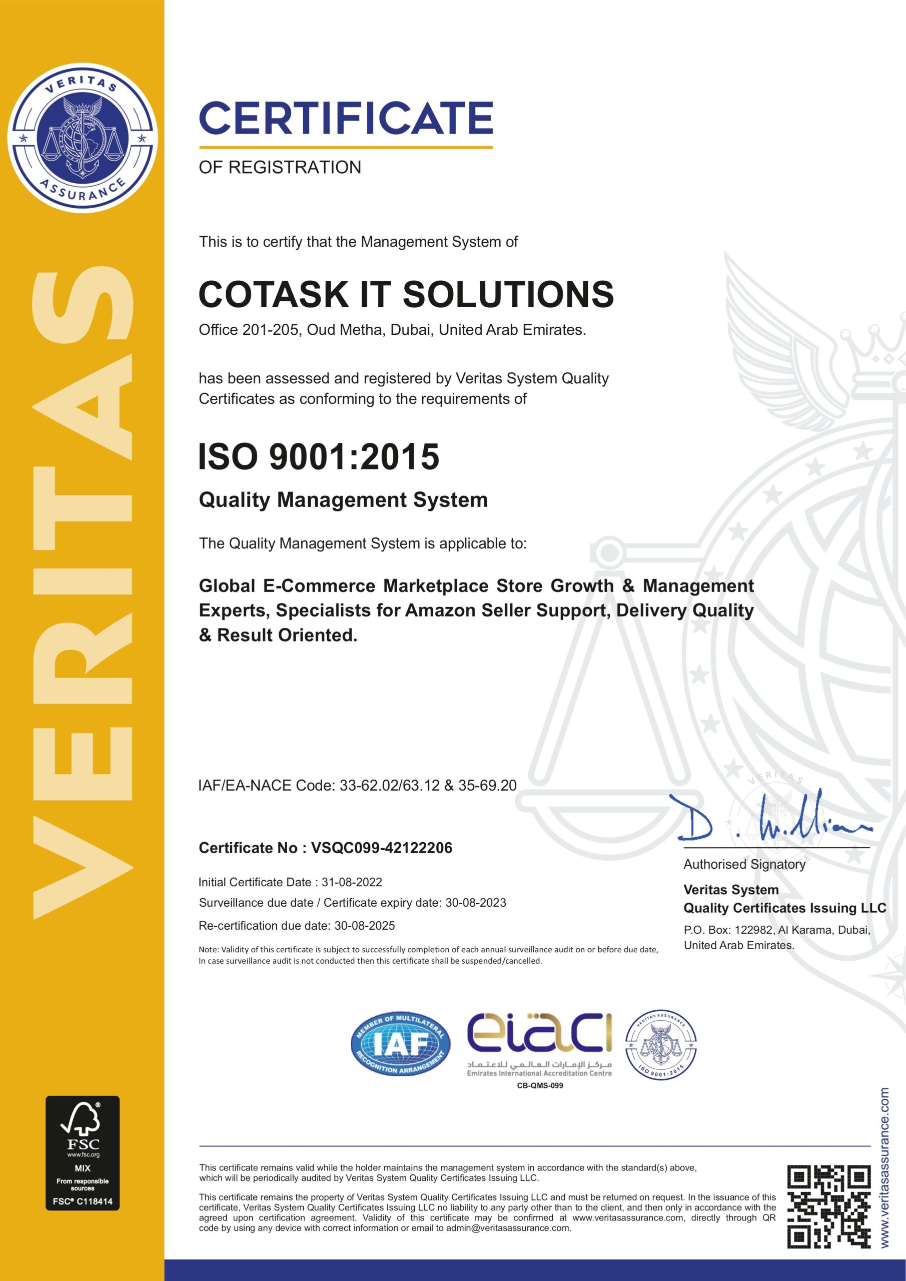 COTASK IT SOLUTIONS_ EIAC_ Cert