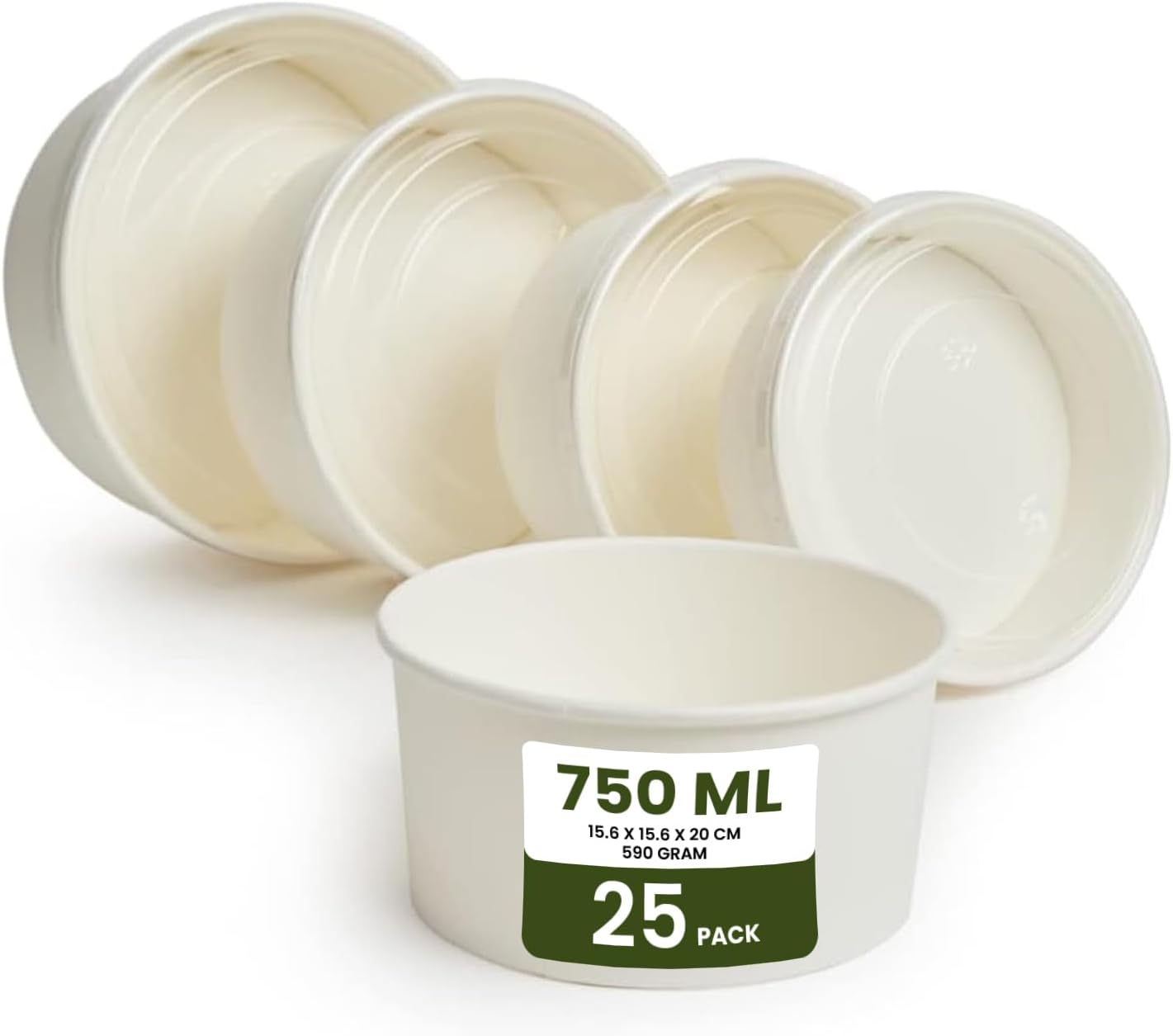 750 Ml, Pack Of 25] Disposable Bowls white